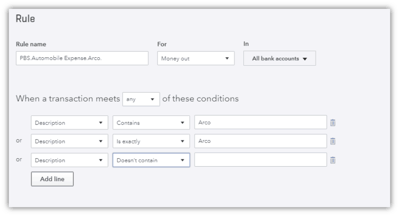 Using the Bank Description in the Bank Feed Rules