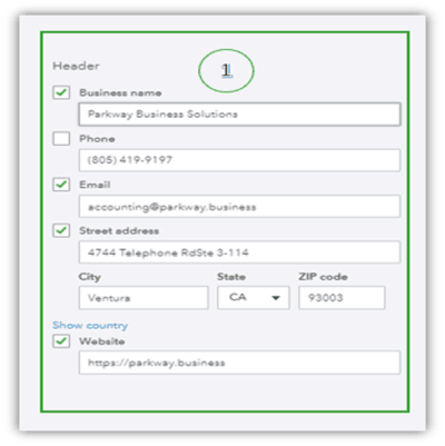 QuickBooks Online Header Part 1