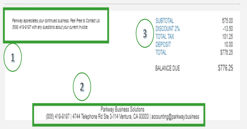 QuickBooks Online Invoice Footer