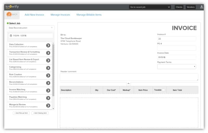 Knowify Progress Billing Screenshot