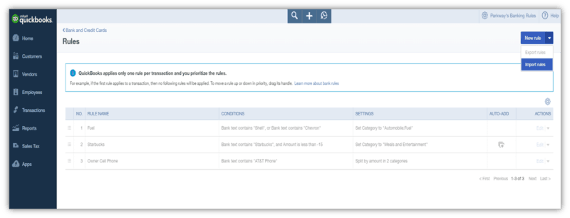 QuickBooks ONline Bank Feeds